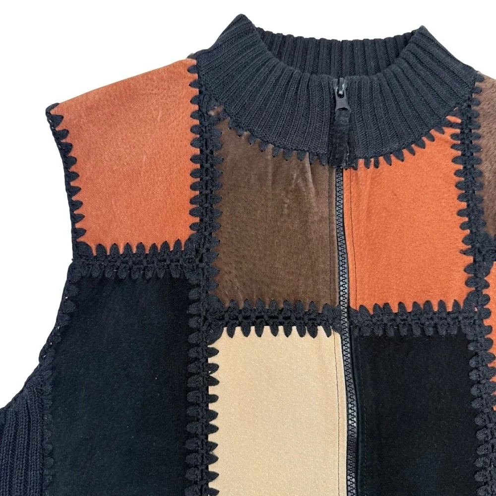 Vintage Suede Leather Knit Vest Western Designers Studio Originals Size Large‎